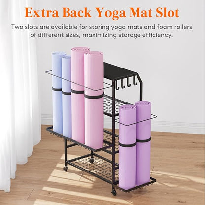 Lifewit Yoga Mat Holder, Home Gym Storage For Yoga Equipments, Fitness Equipments Organizer for Dumbbell, Kettlebell, Foam Roller, Pilates