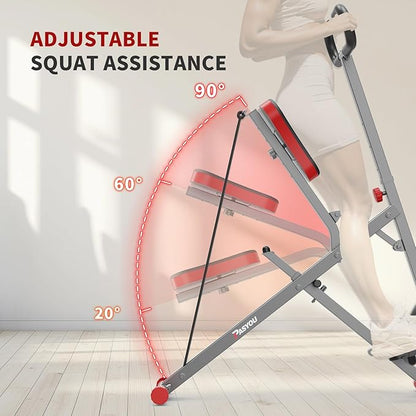 PASYOU Squat Machine for Home, Foldable Squat Rider Machine for Glutes and Abs with Adjustable Resistance Squat Assist Trainer for Women Men Full Body Workout Squat Rowing Machine Leg Trainer PH10