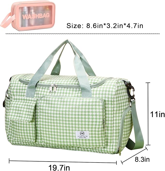 Small Gym Bag for Women, Travel Duffle Bag Carry On Weekender Bag with Shoe Compartment