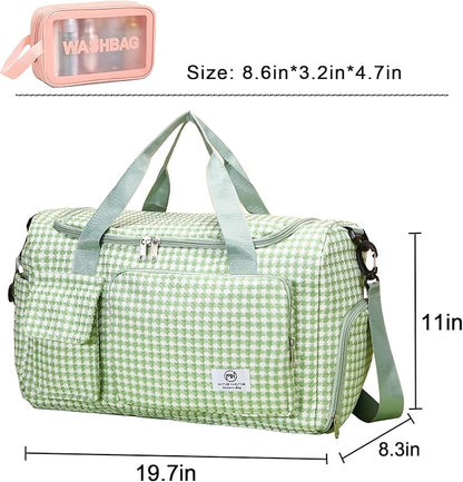 Small Gym Bag for Women, Travel Duffle Bag Carry On Weekender Bag with Shoe Compartment