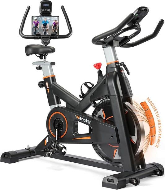 Exercise Bike, WENOKER Magnetic Resistance Stationary Bike for Home, Indoor Bike with Whisper Quiet, Heavy Flywheel and Upgraded LCD Monitor (Newest Version)