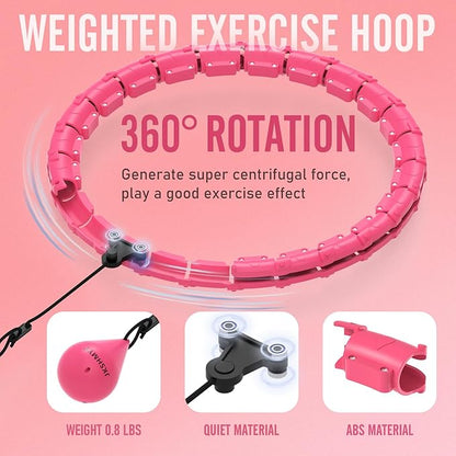 Weighted Hula Circle Hoops for Adults Weight Loss, Infinity Fitness Hoop Plus Size 47 Inch, 24 Detachable Links, Exercise Hoop Suitable for Women and Beginners