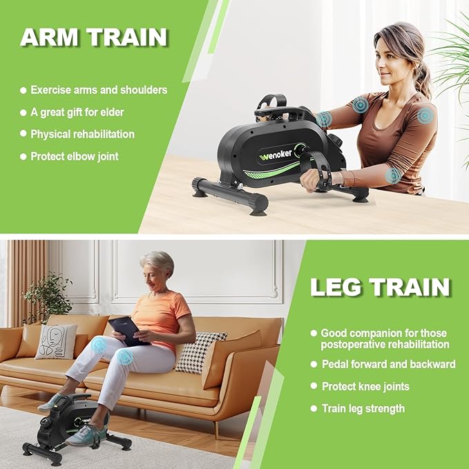 Exercise Bike, Pedal Exerciser Under Desk Bike Pedal Bike for Home/Office Workout - Magnetic Mini Exercise Bike for Arm/Leg Exercise with LCD Display Suitable for Seniors and Worker