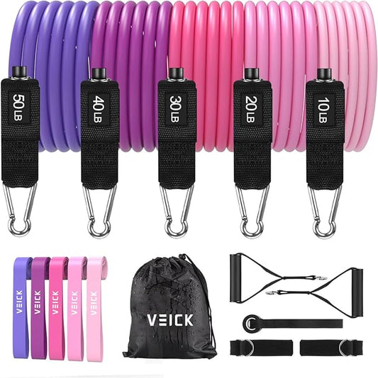 VEICK Resistance Bands, Exercise Bands, Workout Bands, Resistance Bands for Working Out with Handles for Men and Women, Exercising Bands for Fitness Weights Work Out at Home