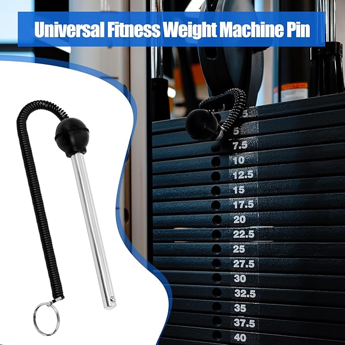 Steel Weight Stack Pin Gym Equipment Parts Multifunction Replacement Universal Strength Training with Lanyard for Fitness Gym