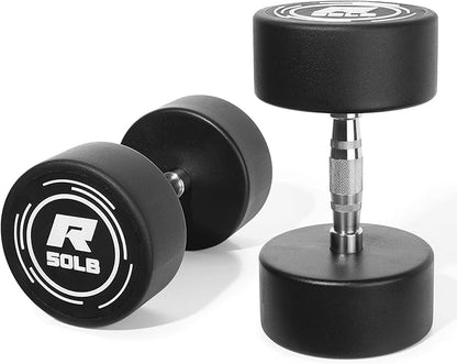 Ritfit 5-250 LBS PVC Encased Round Dumbbell sets with Knurled Handle and Optional Rack, Strength Training Equipment for Home Gym