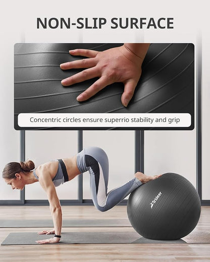 Trideer Yoga Ball Exercise Ball for Working Out, 5 Sizes Gym Ball, Birthing Ball for Pregnancy, Swiss Ball for Physical Therapy, Balance, Stability, Fitness, Office Ball Chair, Quick Pump Included