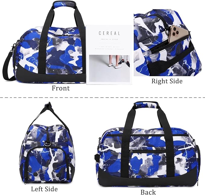 JIANYA Overnight Duffle Bag Camo Sports Bag Gymnastics Bag with Shoe Compartment & Wet Pocket, Carry On Sleepover Bag Gym Bag Athletic Bag