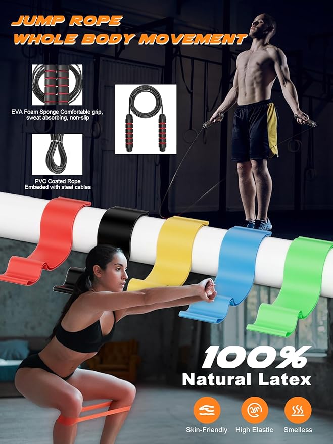 Professional Strength Training Equipment Strengthened by Durable Metal Frame, Push Up Board, Portable & Foldable Push Up Bar Set for Home Gym Fitness, Pushup Handles, Resistance Bands, Ab Roller, etc.