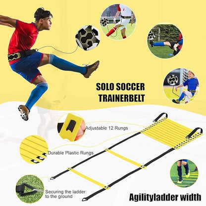 Soccer Agility Training Equipment Set 12 Rung 20Ft Agility 12 Disc 5 Resistance 4 Steel