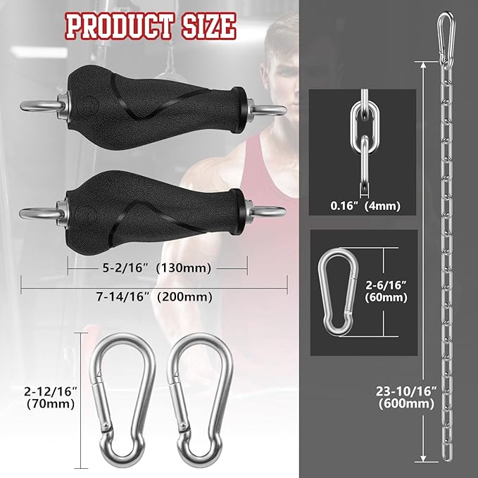 Tricep Rope LAT Pull Down Attachment, Gym Handle for Cable, Gym LAT Pulldown Cable Machine Pulley System Accessory, DIY Workout Equipment for Home Gym