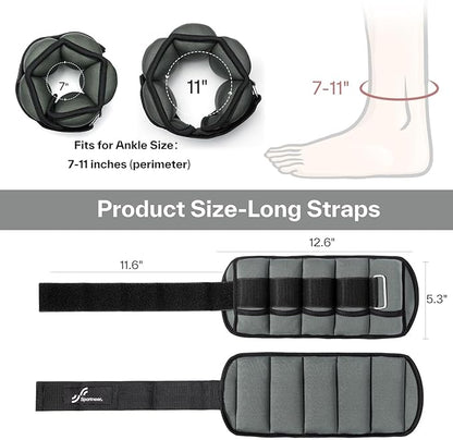 Sportneer Adjustable Ankle Weights for Women and Men 1 Pair of 2 3 4 6 7 LBS Wrist Leg Weights for Yoga Walking Aerobics Gym