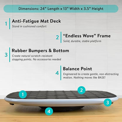 BASE Standing Desk Balance Board – Office Wobble Board with Anti-Fatigue Mat gentle balance board standing desk mat balancing board rocker board accessories exercise equipment Improve Posture & Focus