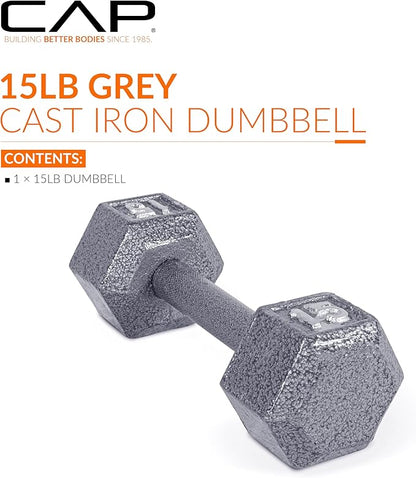 CAP Barbell Cast Iron Hex Dumbbell, Single, 15 lb