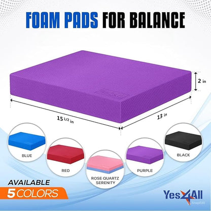 Yes4All Upgraded Size Foam Pad for Exercise, Nonslip Foam Balance Pad Physical Therapy, Yoga & Stability Training Balance Mat