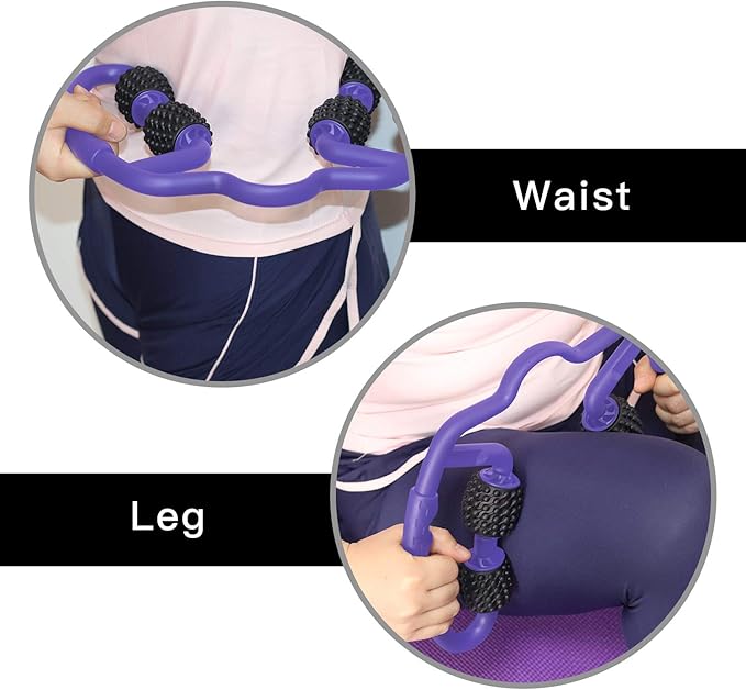 Upgraded Six-Wheel Muscle Roller - Arm & Leg Massager, Forearm & Calf Roller, Tennis Elbow Brace for Men, Carpal Tunnel & Tendonitis Relief, Perfect for Wrist, Hand, Foot, & Thigh