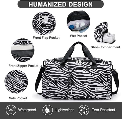 Small Gym Bag for Women, Travel Duffle Bag Carry On Weekender Bag with Shoe Compartment