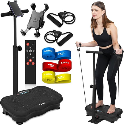 Lunix LX18 Whole Body Vibration Plate with Handles & Magnetic Acupoints, Power Plate Vibration Platform, Vibration Plate for Lymphatic Drainage, Vibrating Exercise Machine, with Phone Holder