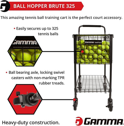 GAMMA Sports Brute 325, Holds 325 Tennis Balls, Premium Teaching Cart, Unique Sports Equipment, Large Ball Capacity, Heavy Duty, Ideal Training Accessories