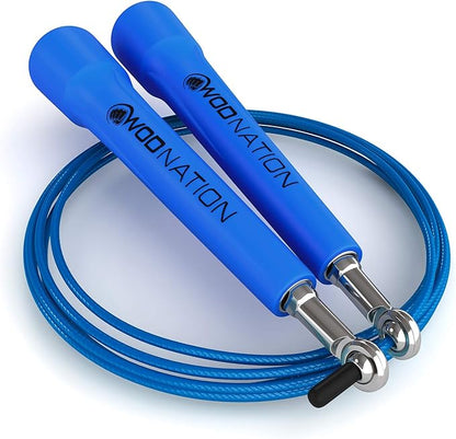 WOD Nation Adjustable Speed Jump Rope For Men, Women & Children - Blazing Fast Fitness Skipping Rope Perfect for Boxing, MMA, Endurance