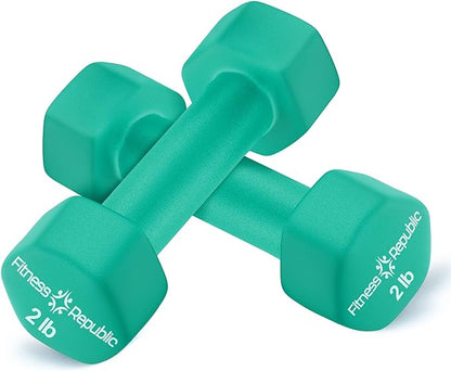 Neoprene Dumbbell Set of 2, Non-Slip, Hex Shape, Free Weights Set for Muscle Toning, Strength Building, Weight Loss - Portable Weights for Home Gym Hand Weight