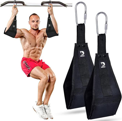 DMoose Fitness Hanging Ab Straps for Pull Up Bar & Core Strength Training - Thick Padded Arm Strap for Ab Swing with 2 Rust-Resistant Carabiners - Pull Up Straps for Ab Workouts at Home and Gym (Pair)