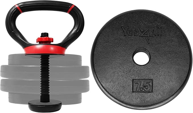 Yes4All Adjustable Kettlebell Handle for Weight Plates, Dumbbell Converter for Strength Training Kettlebells, Home Gym