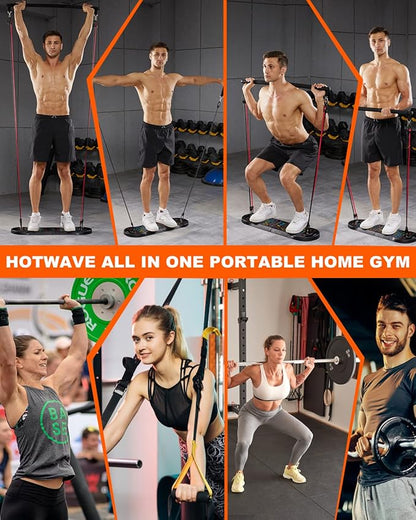 HOTWAVE Portable Exercise Equipment with 16 Gym Accessories.20 in 1 Push Up Board Fitness,Resistance Bands with Ab Roller Wheel,Full Body Workout at Home