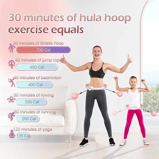 EPEHSPORT Silent Infinity Smart Hoops with Counter 22"-44", Weighted Exercise Hoola Equipment, 2 in 4 Abdomen Fitness Massage,Infinity Hoop Weighted Hula Hoop with Sweat Belt.