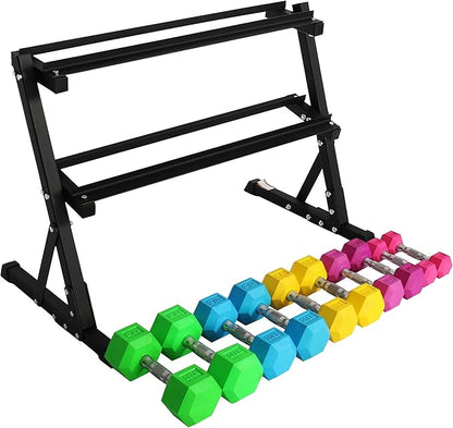 Signature Fitness Colored Rubber Coated Hex Dumbbell Weight Set,Multiple Packages