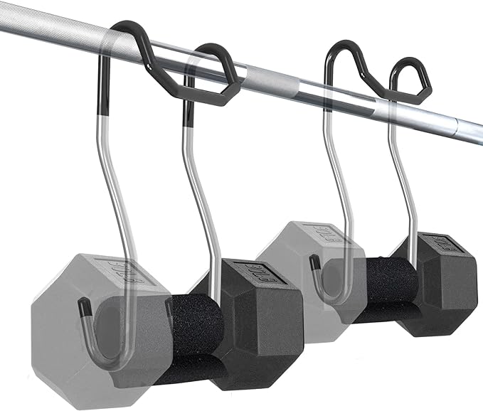 Dumbbell Spotter Hooks for Bench Press: Power Rack Attachments Dumbbells Rack for Chest Workout Connect to Barbell