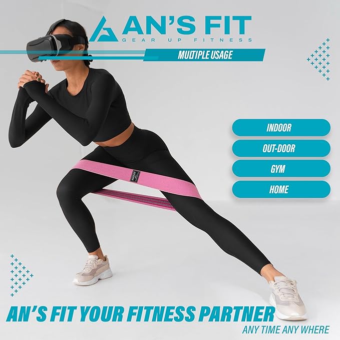 An'S Fit Fabric Resistance Bands for Working Out, 3 Level Non-Slip Booty Bands for Women and Men - Exercise Bands Set for Fitness