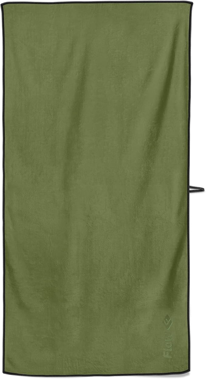 Flow Hydro Sport Towel - Microfiber Quick Dry Swimming Towels for Swim, Pool, Triathlon, and Other Water Sports in Medium, Large, Extra Large, and Hooded Sizes (Army Green, Medium (48" x 24"))