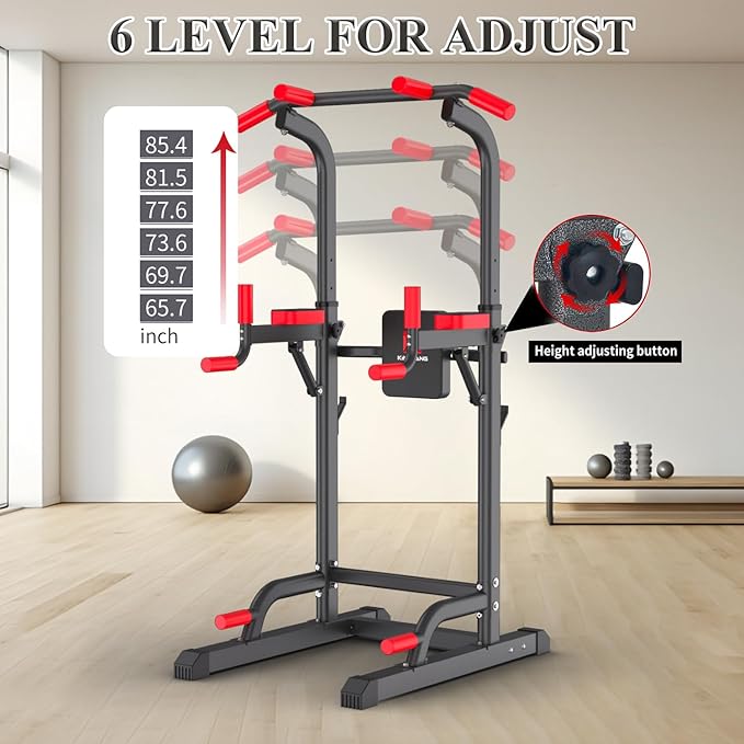 Power Tower Dip Station,Multi-Function Pull Up Adujustable Height Up 85.5" for Home Gym Strength Training Fitness Equipment,400LBS