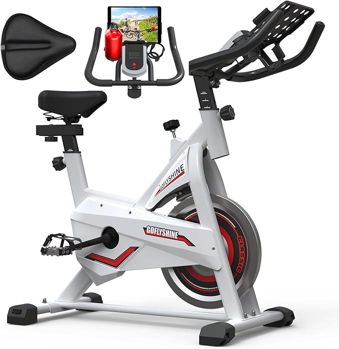 Exercise Bikes Stationary, Indoor Cycling Bike for Home Cardio Gym,Workout Bike with Saddle Cover, pad Mount & LCD Monitor,Silent Belt Drive