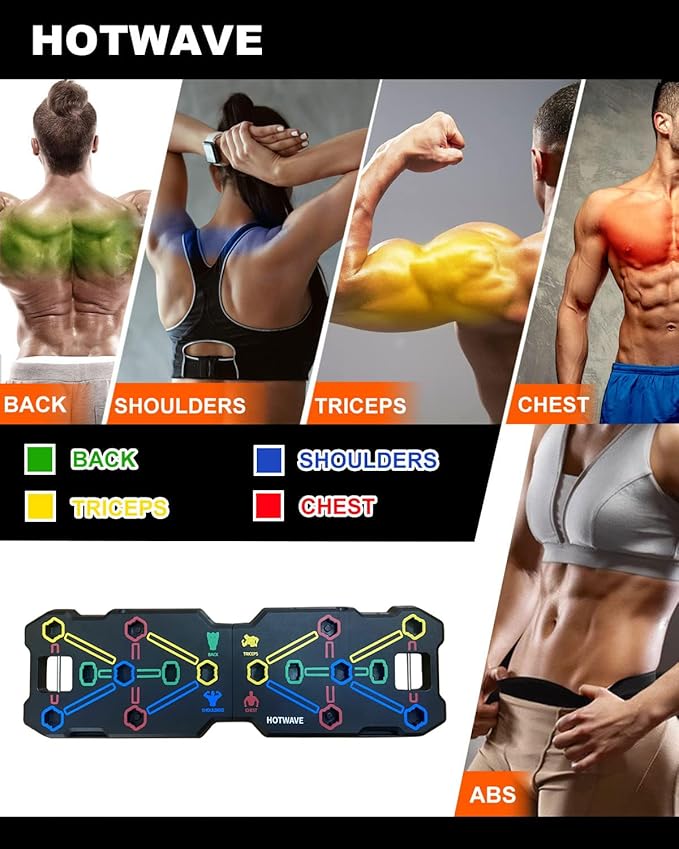 HOTWAVE Portable Workout Equipment with 20 Gym Accessories.Push Up Board &Plank,Resistance Band with Ab Roller Wheel,Exercise at Home For Men and Women