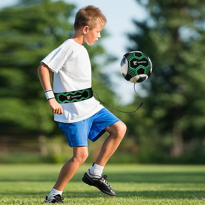 Soccer/Volleyball/Rugby Trainer, Football Kick Throw Solo Practice Training Aid Control Skills Adjustable Waist Belt for Kids Adults