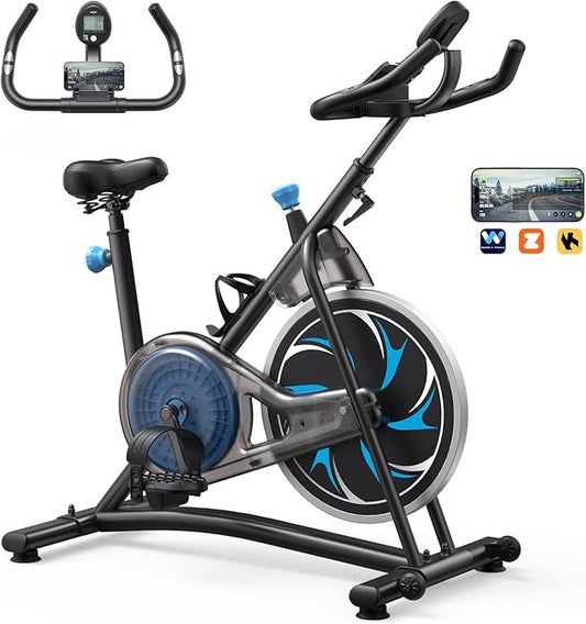 Exercise Bike Indoor Cycling Bike: Fitness Stationary Bike Machine for Home Cardio Gym - 300lbs Weight Capacity, Monitor with Pulse, Phone & Bottle holder & Upgraded Version Seat