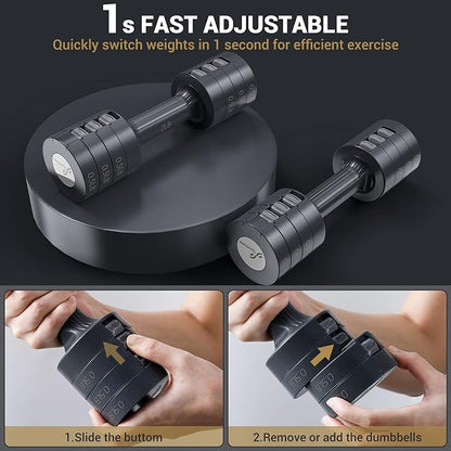 Adjustable Dumbbells Hand Weights Set: Sportneer 5 lb Dumbbells Set of 2 Each 2lb 3lb 4lb 5lb Free Weights Fast Adjust Weight 4 In 1 Weights Dumbbells Set for Women Men Home Gym Exercise Training