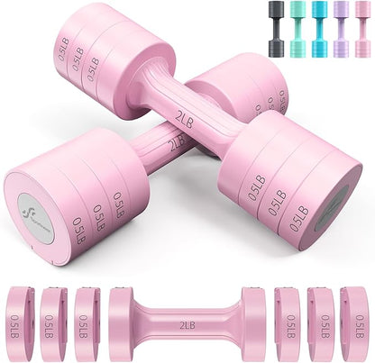 Adjustable Dumbbells Hand Weights Set: Sportneer 5 lb Dumbbells Set of 2 Each 2lb 3lb 4lb 5lb Free Weights Fast Adjust Weight 4 In 1 Weights Dumbbells Set for Women Men Home Gym Exercise Training