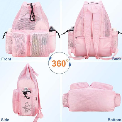 RHCPFOVR Mesh Swim Bags for Swimmers - Drawstring Backpack for Women Men Girls Swim Team Gear Swimming Beach Gym Bag Sports Pool