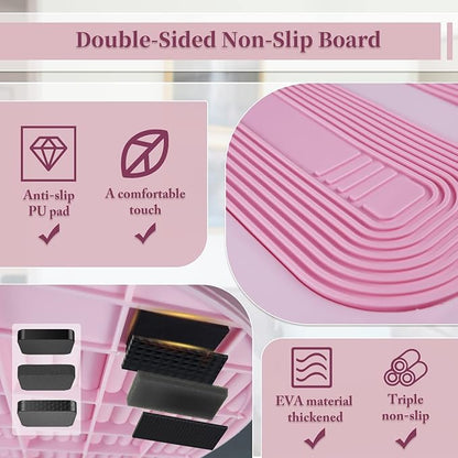 Slant Board, Portable Plastic Calf Stretcher, Adjustable Slant Board for Calf Stretching Squats, Non Slip Incline Board, Stable Calf Stretch, Squat Wedge (Pink)