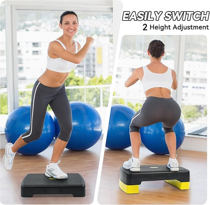 Workout Aerobic Stepper Step Platform with 2 Risers