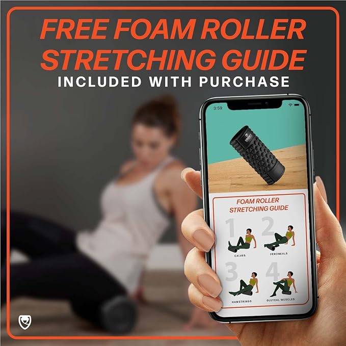 URBNFit Vibrating Foam Roller - Electric Muscle & Back Roller w/ 5 Speeds for Physical Therapy Exercise, Deep Tissue Massage, Post Workout Recovery and Trigger Point Release﻿ - Black