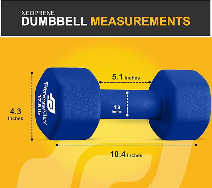 Neoprene Coated Workout Dumbbells set of 2 – Anti Roll, Non Slip with Smooth Grip Fitness & Exercise Dumbbells – Hexagon Shaped Hand Weights for Women & Men – Best Choice for Gyms & home use