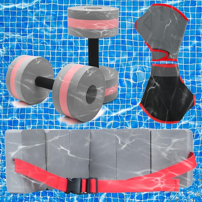 Water Weights Dumbbells Set, High-Density EVA-Foam Water Weight Pool Fitness,Aquatic Swim Belt,Resistance Gloves for Aqua Therapy