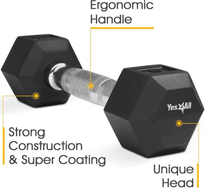 Dumbbell - Rubber Hex - 5lbs