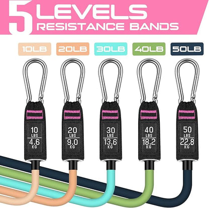 RENRANRING Resistance Bands for Working Out, 150LBS Exercise Bands, Workout Bands, Resistance Bands Set with Handles for Men Women, Legs Ankle Straps for Muscle Training