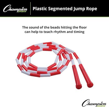 Champion Sports Classic Plastic Segmented Beaded Jump Ropes - Phys. Ed, Gym, Fitness and Recreational Use, In a Variety of Lengths for Kids to Adults