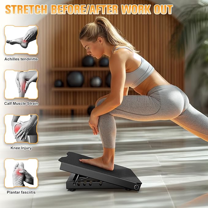 Steel Slant Board Calf Stretcher for Squat 600lbs Weight Capacity Adjustable Incline Balance Board for Relieving Plantar Fasciitis Achilles Tendonitis Muscle Injuries Home Gym or Commercial